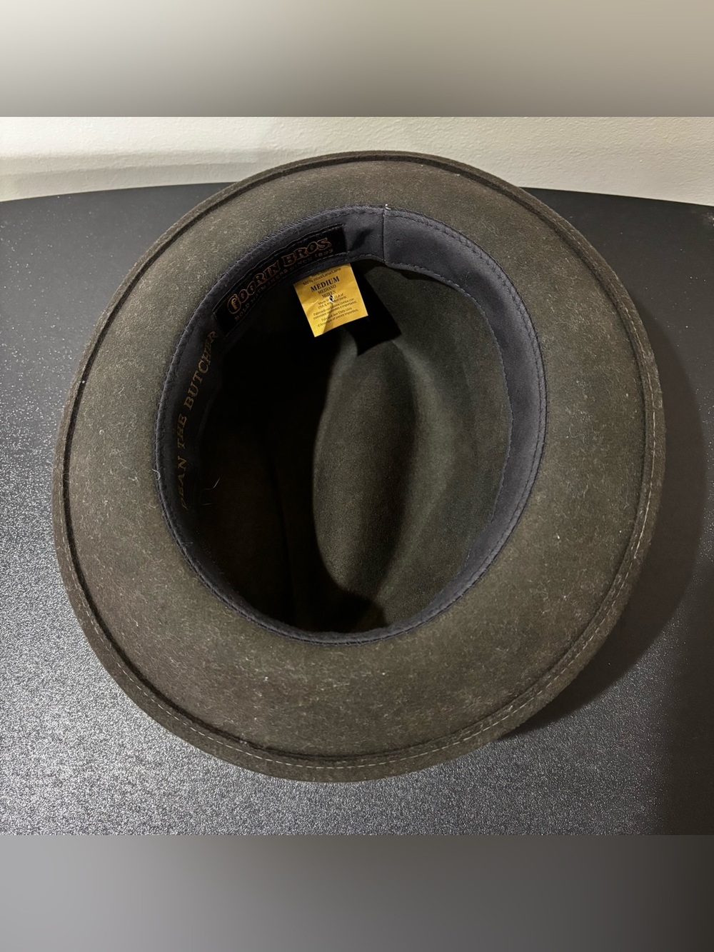 Goorin Brothers 'Dean the Butcher' Fedora Hat 100% Wool Black Feathers Medium M - Picture 8 of 9